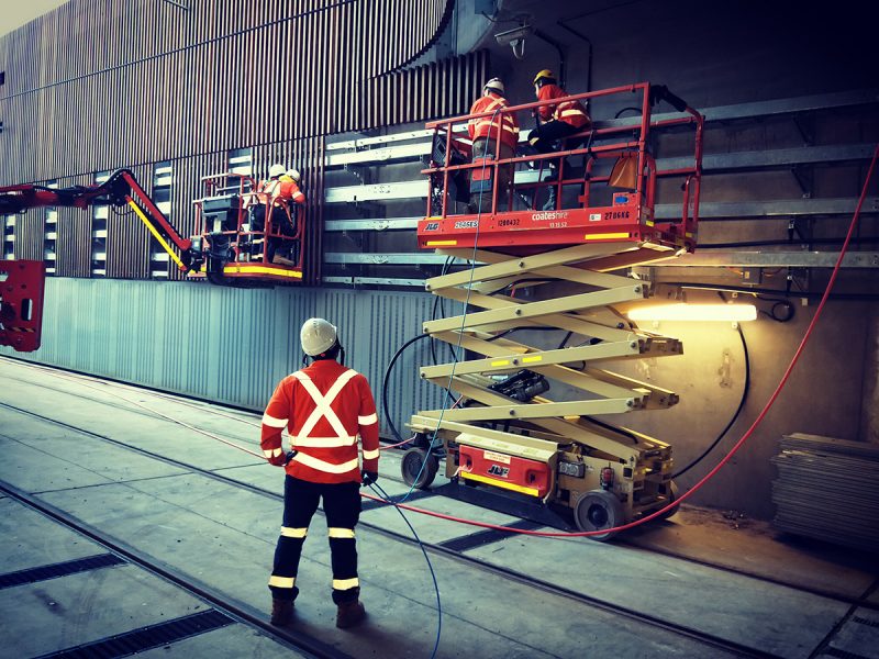 Scissor Lifts in use during installations